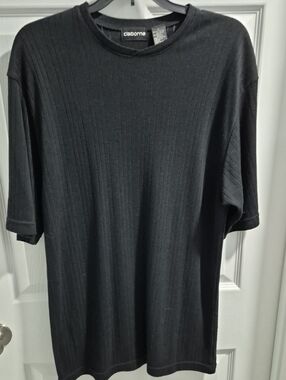 Claiborne Black Ribbed Short Sleeve Tee